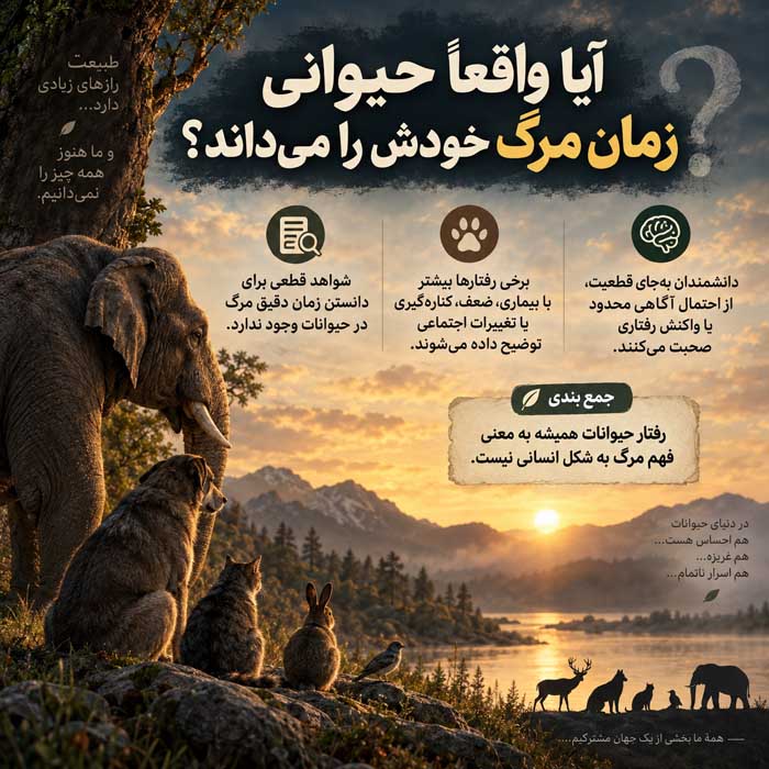 حیواناتی که از زمان مرگ خود خبر دارند؛ رفتار جانوران نزدیک مرگ؛ تفاوت شواهد علمی با باورهای رایج آیا واقعاً حیوانی زمان مرگ خودش را میداند؟