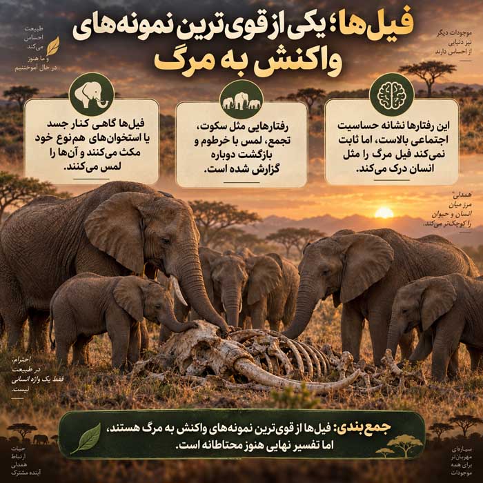 حیواناتی که از زمان مرگ خود خبر دارند؛ رفتار جانوران نزدیک مرگ؛ تفاوت شواهد علمی با باورهای رایج فیلها؛ یکی از قویترین نمونههای واکنش به مرگ