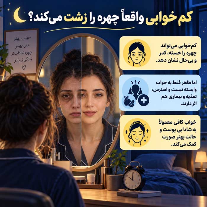 کم خوابی واقعاً چهره را زشت می‌کند؟