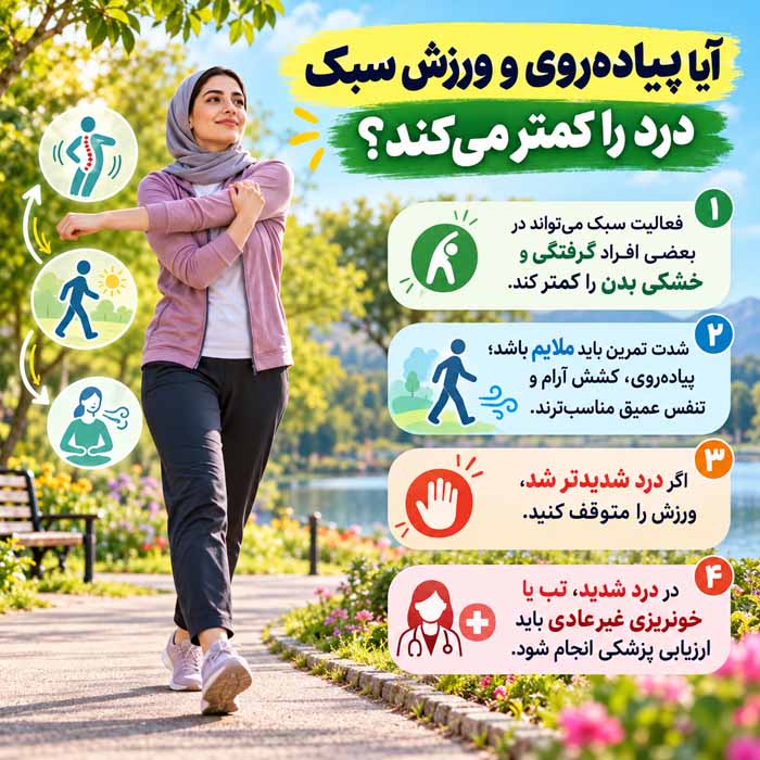 راههای غلبه بر دلدردهای زنانه؛ از تسکین درد پریود تا شناخت علائم خطر آیا پیادهروی و ورزش سبک درد را کمتر میکند؟
