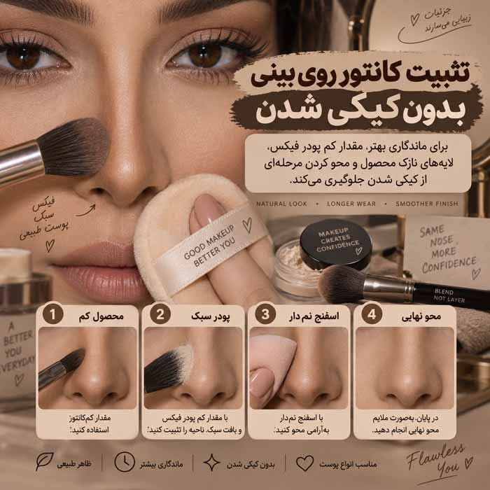 تثبیت کانتور روی بینی بدون کیکی شدن