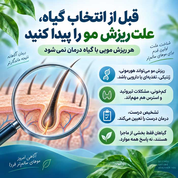 گیاهان مؤثر برای ریزش مو؛ کدام ترکیبات گیاهی شواهد انسانی دارند؟؛ مزایا و محدودیتها قبل از انتخاب گیاه، علت ریزش مو را پیدا کنید