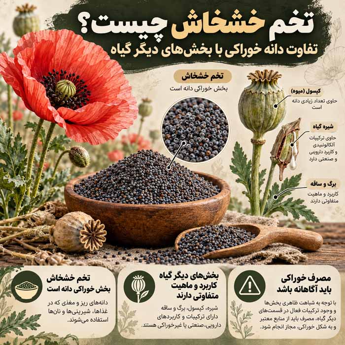 تخم خشخاش چیست؟ تفاوت دانه خوراکی با بخش‌های دیگر گیاه