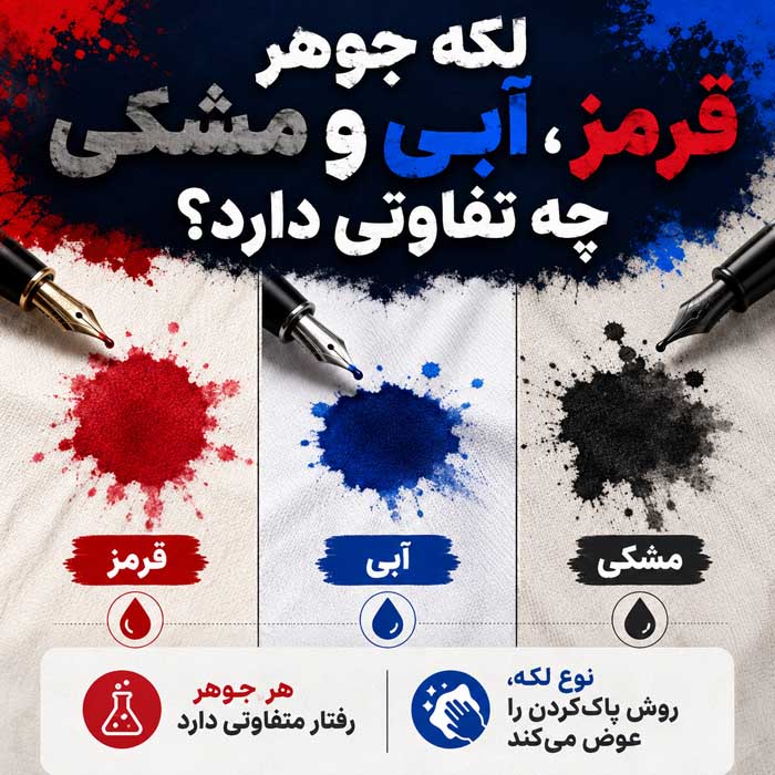 پاک کردن جوهر خودکار از لباس؛ روش لکهبری جوهر تازه و خشکشده؛ نکات مناسب برای انواع پارچه لکه جوهر قرمز، آبی و مشکی چه تفاوتی دارد؟