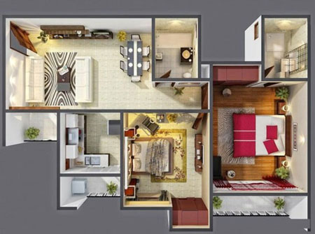 نحوه طراحی منزل دو خوابه