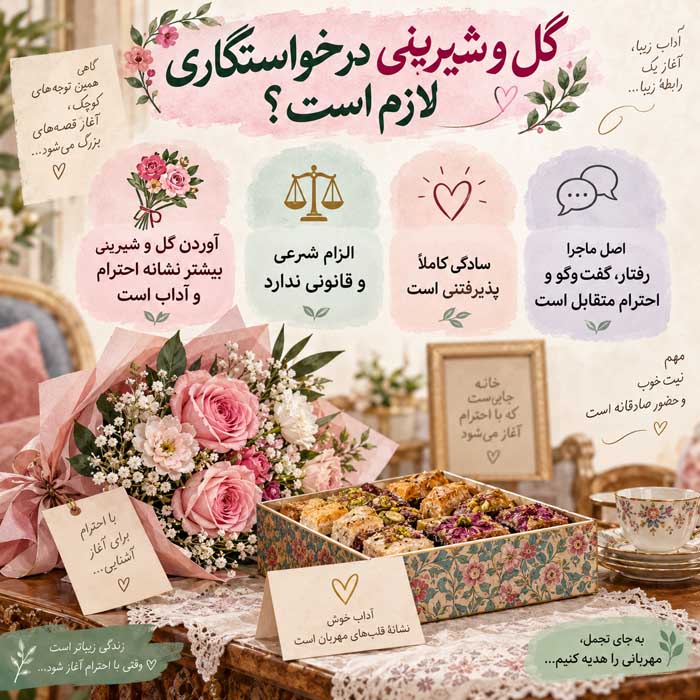 گل و شیرینی در خواستگاری لازم است؟