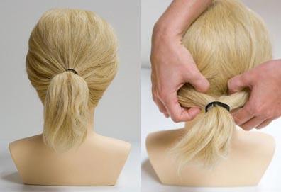 آموزش تصویری بافت مو مدل دم اسبی با سنجاق کریستال