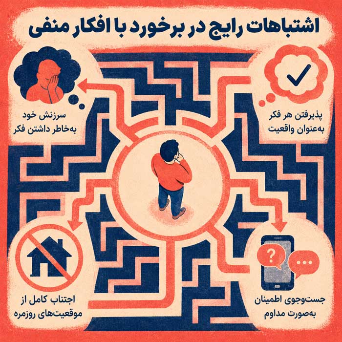 راه خلاص شدن از افکار بد و منفی؛ شناخت نشخوار فکری و افکار مزاحم؛ راههای کاهش درگیری ذهنی اشتباهات رایج در برخورد با افکار منفی
