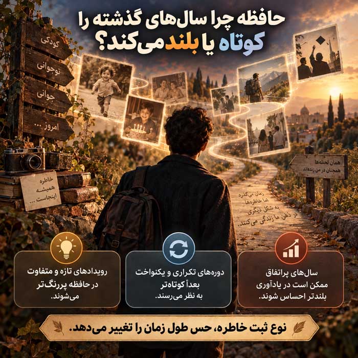 چرا هرچه سن بالاتر میرود زمان زودتر میگذرد؟؛ نقش حافظه و توجه؛ علم ادراک زمان چه میگوید؟ حافظه چرا سالهای گذشته را کوتاه یا بلند میکند؟