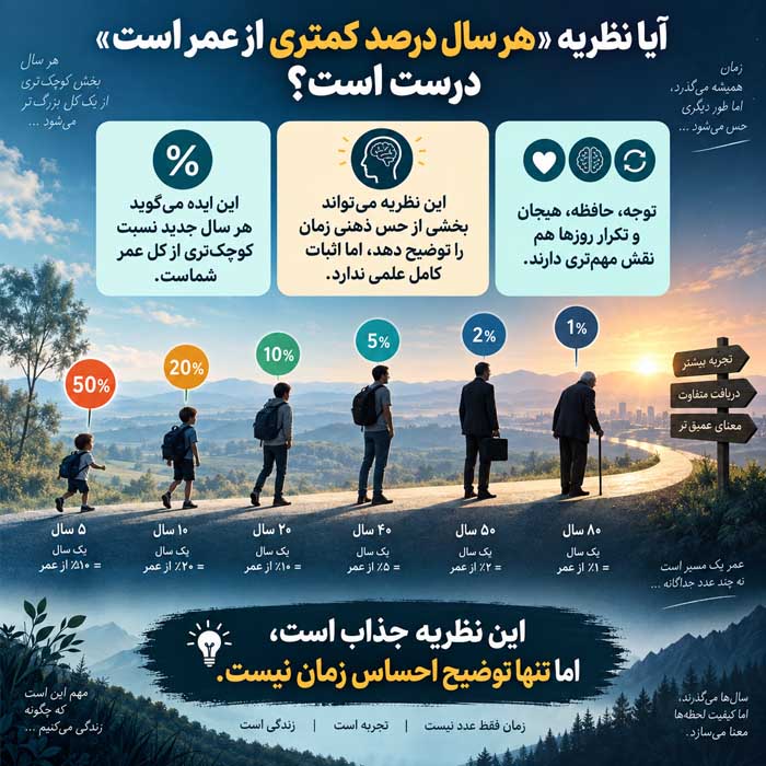 چرا هرچه سن بالاتر میرود زمان زودتر میگذرد؟؛ نقش حافظه و توجه؛ علم ادراک زمان چه میگوید؟ آیا نظریه «هر سال درصد کمتری از عمر است» درست است؟