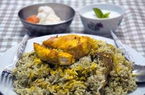 طرز تهیه سبزی پلو با مرغ