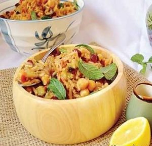 طرز تهیه نخود پلو با بادمجان