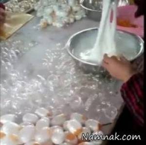 لو رفتن نحوه ساخت تخم مرغ چینی بسیار خطرناک! + فیلم و عکس