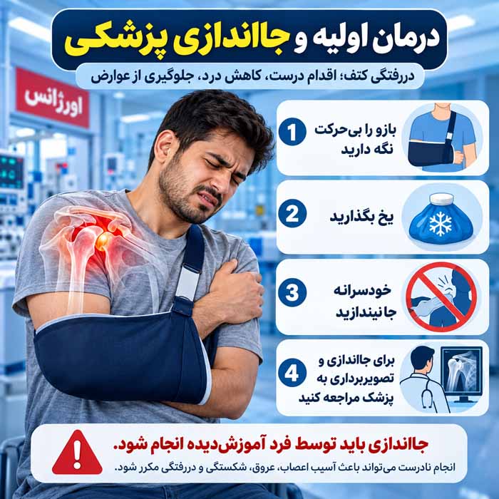 درمان اولیه دررفتگی کتف و جااندازی پزشکی
