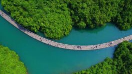 تصاویر پل معلق روی آب در چین مکانی زیبا و تفریحی