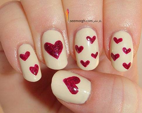 مدل های لاک ناخن زیبا و فانتزی با طرح قلب