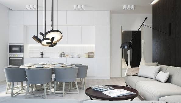 تصاویر دکوراسیون آشپزخانه با کابینت های سفید