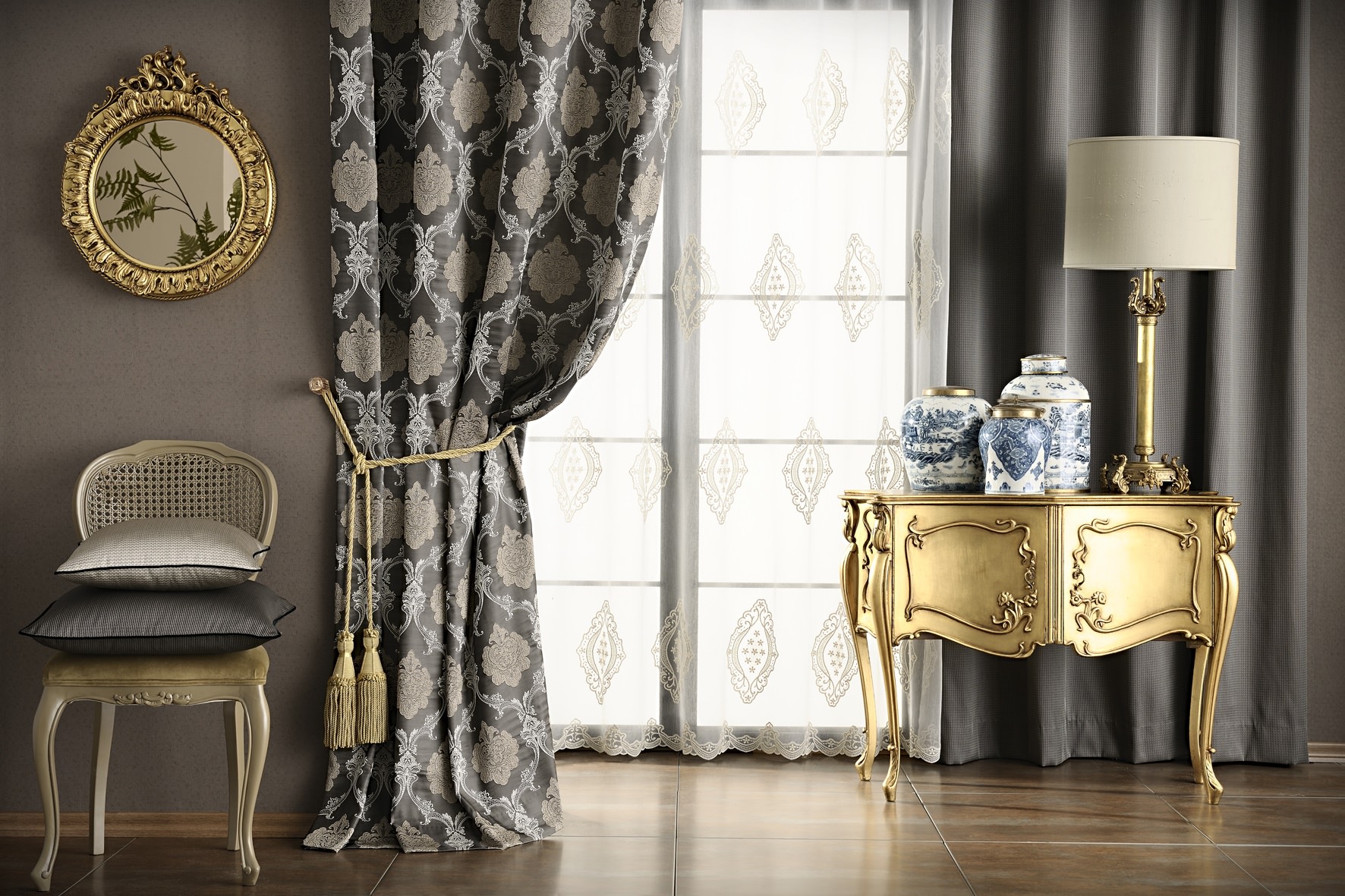 شیک ترین مدل پرده سلطنتی حریر و گیپور 2019 و 98