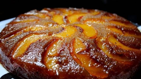 طرز تهیه کیک آلو و هلو وارونه
