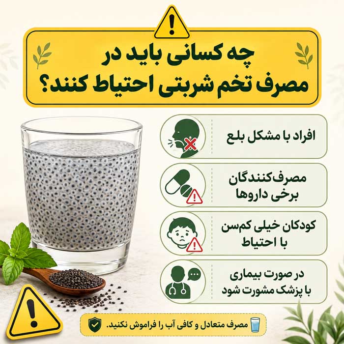 چه کسانی باید در مصرف تخم شربتی احتیاط کنند؟