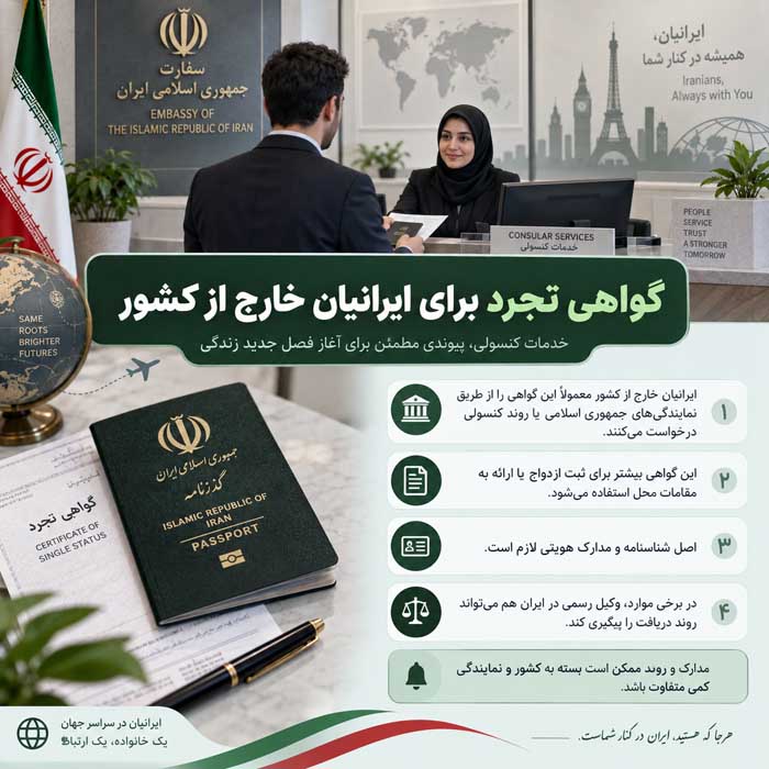 گواهی تجرد برای ایرانیان خارج از کشور