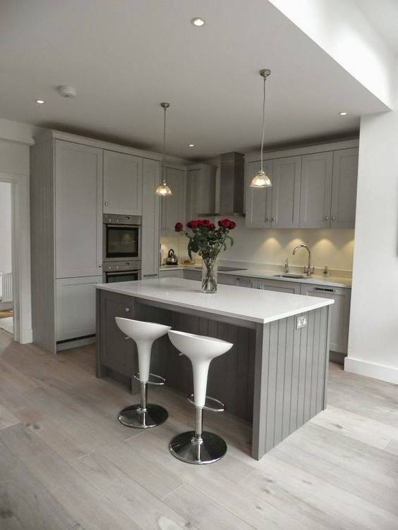 دکوراسیون طوسی رنگ و مدل های کابینت آشپزخانه به رنگ طوسی