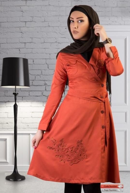 مدل مانتو رنگ سال 2019 و 1398 | مدل مانتو به رنگ مرجانی و نارنجی رنگ سال