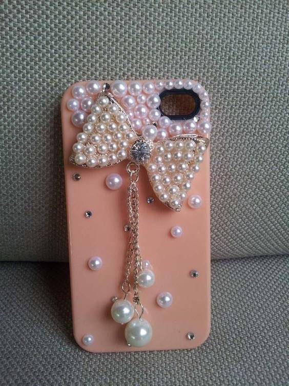 مدل های تزیین قاب گوشی | تزیین قاب گوشی دخترانه با نگین و مروارید زیبا