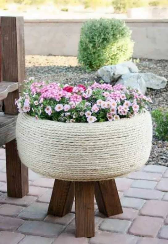 ساخت گلدان با لاستیک