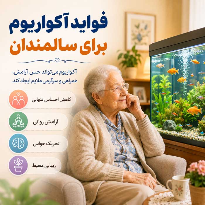 فواید آکواریوم در خانه و محل کار؛ نقش احتمالی در آرامش و تمرکز؛ مسئولیتهای نگهداری صحیح فواید آکواریوم برای سالمندان
