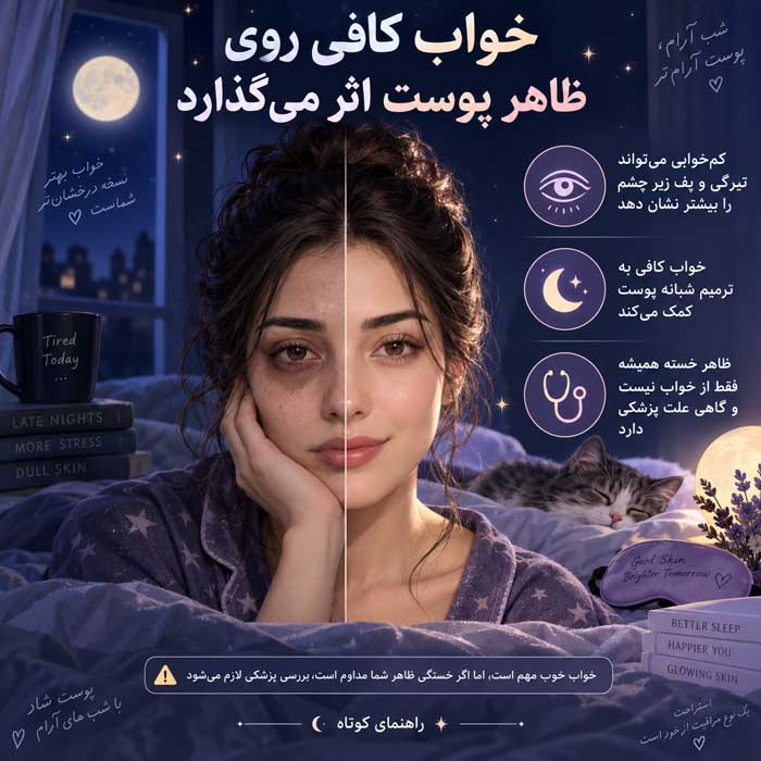 خواب کافی روی ظاهر پوست اثر می‌گذارد