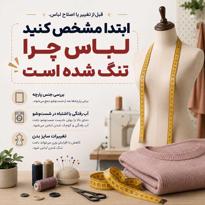 گشاد کردن لباس تنگ بدون خیاطی؛ روشهای مناسب برای پارچههای مختلف؛ نکات جلوگیری از تغییر فرم ابتدا مشخص کنید لباس چرا تنگ شده است