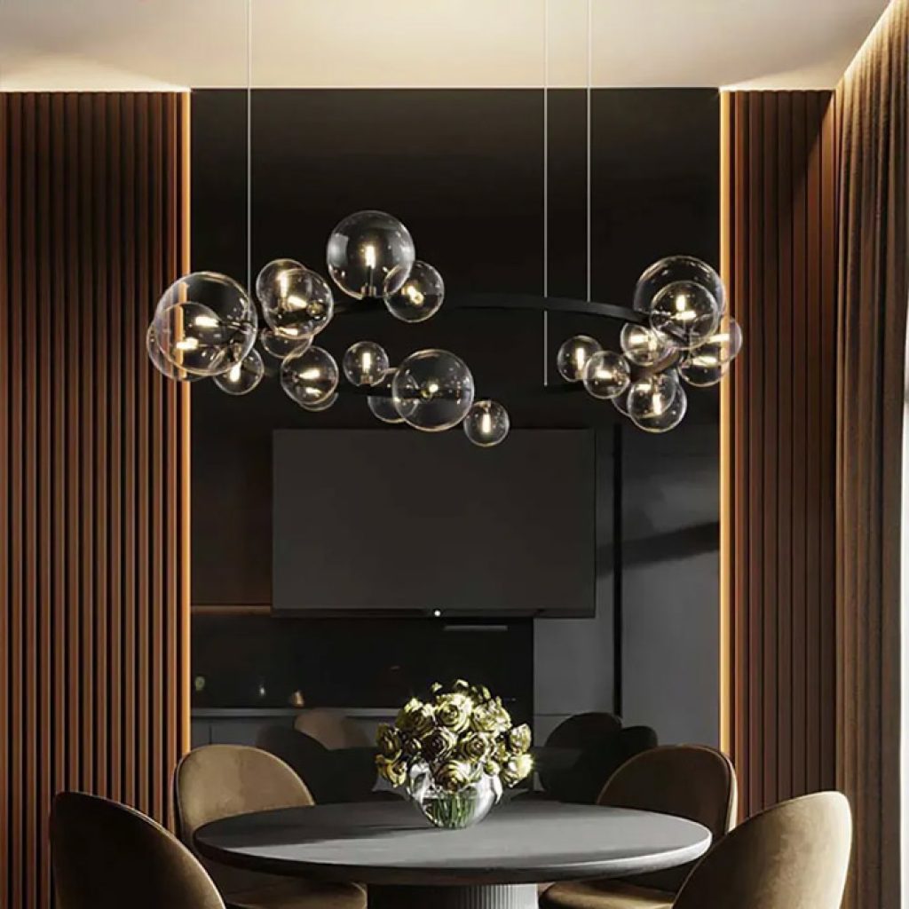 مدل لوستر حبابی شکل و تصاویر مدل های لوستر برای پذیرایی، نشیمن، آشپزخانه و خواب