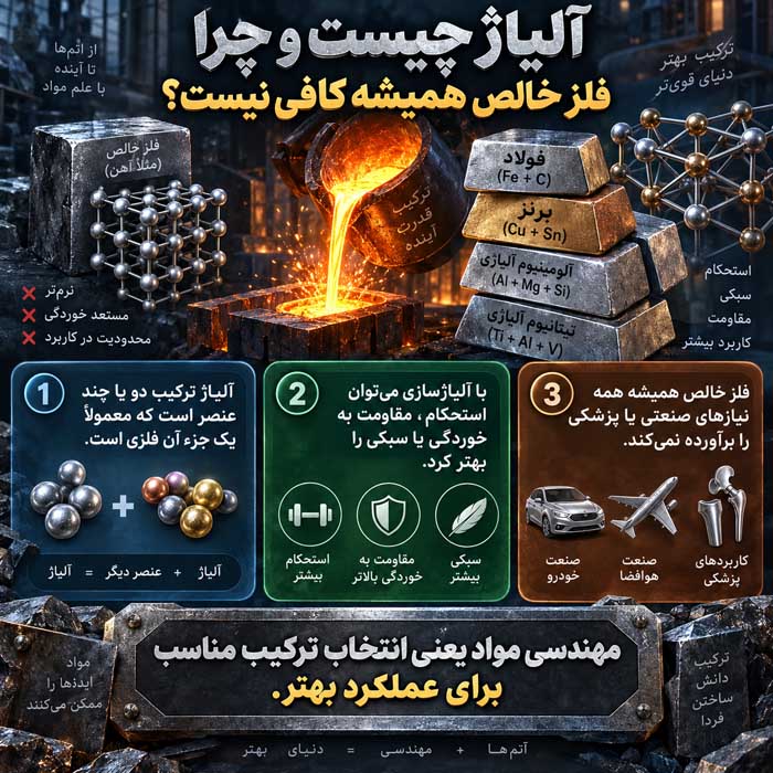 آلیاژ چیست و چرا فلز خالص همیشه کافی نیست؟