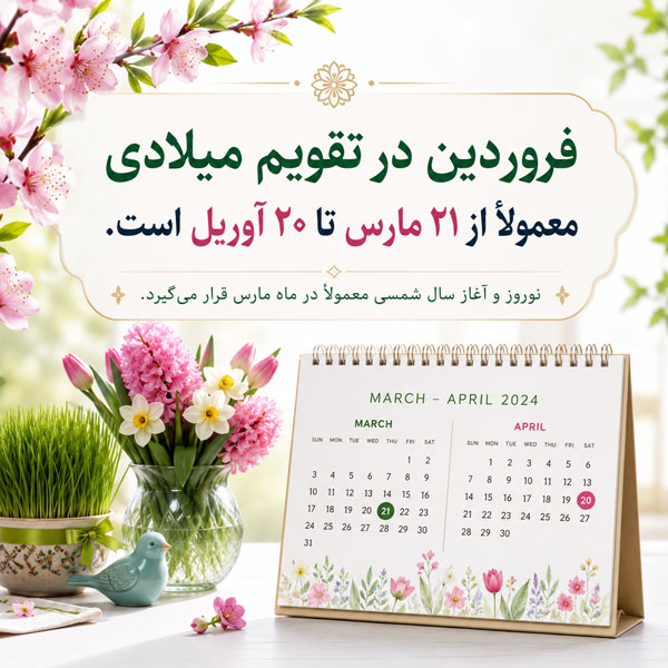 ماه های میلادی به ترتیب + معادل شمسی ماه های میلادی فروردین در تقویم میلادی