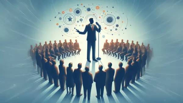 ۱۵ تمرین کاربردی فن بیان در خانه از تقویت حافظه شنیداری تا گرم کردن صدا A man speaking to a group of people