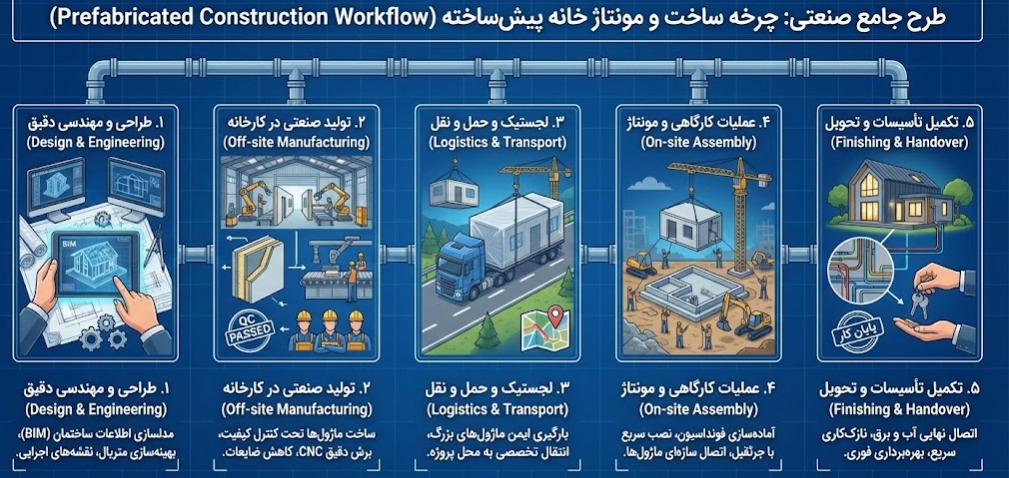 مراحل ساخت سازه پیش ساخته