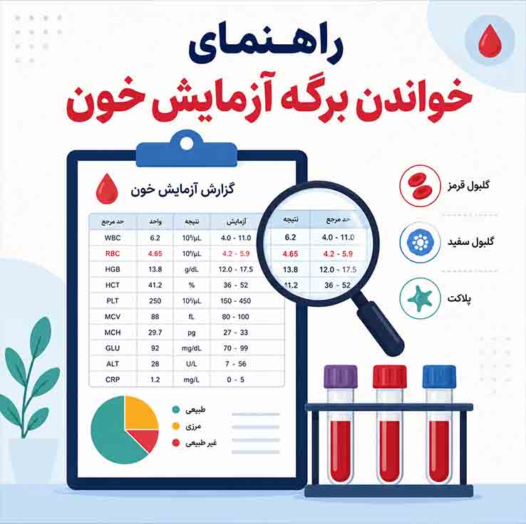 راهنمای خواندن برگه آزمایش خون از صفر تا صد؛ آموزش کامل تفسیر مهمترین فاکتورهای آزمایش خون آزمایش هورمونها
