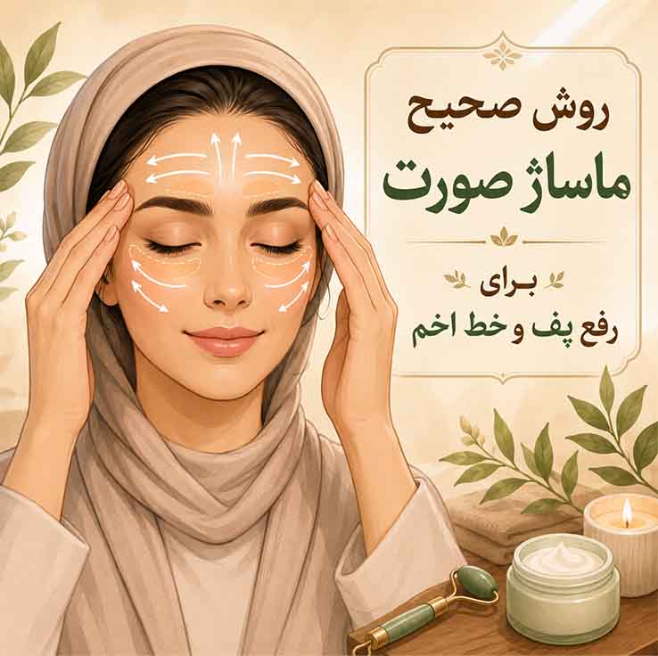 روش صحیح ماساژ صورت برای رفع پف و خط اخم؛ راهنمای کامل جوانسازی طبیعی پوست روش صحیح ماساژ خط اخم