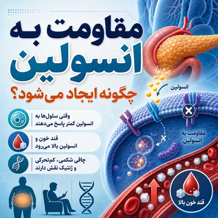 مقاومت به انسولین چیست؟؛ عوامل خطر و نشانههای احتمالی؛ آزمایشهای تشخیصی و راههای کنترل مقاومت به انسولین چگونه ایجاد میشود؟