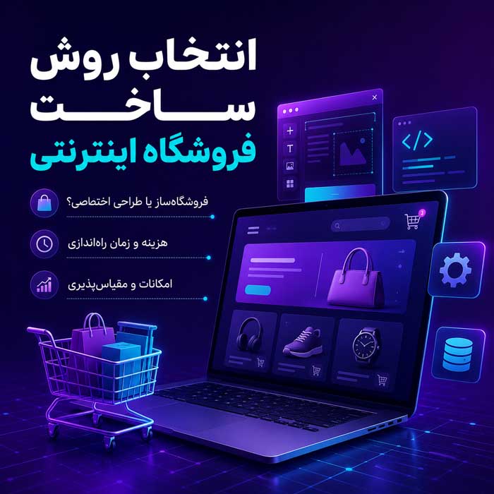 راهاندازی فروشگاه اینترنتی؛ مراحل طراحی، هزینهها و زیرساختهای ضروری؛ اشتباهات مهم پیش از شروع فروش انتخاب روش ساخت فروشگاه اینترنتی