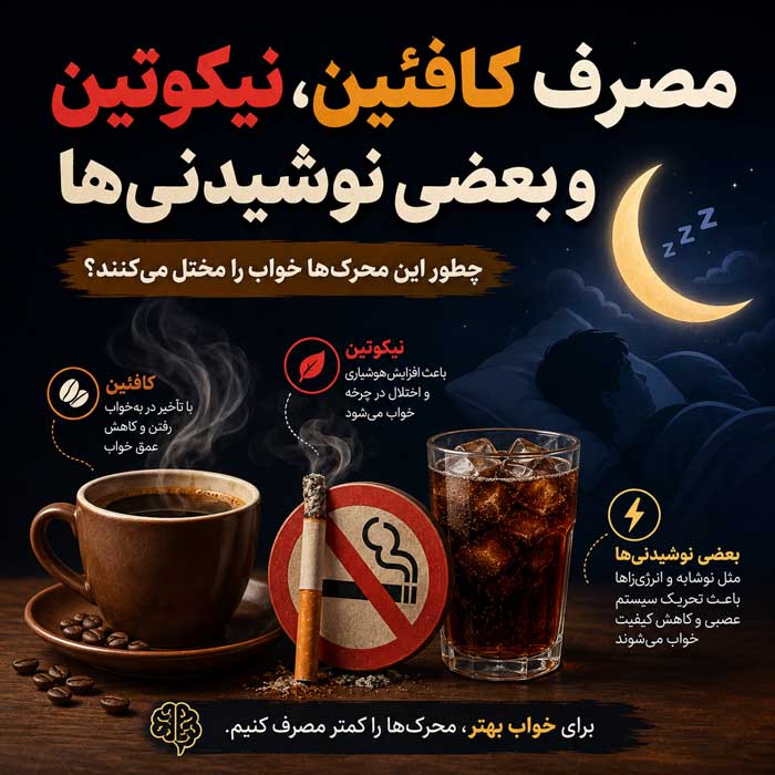 مصرف کافئین، نیکوتین و بعضی نوشیدنی‌ها