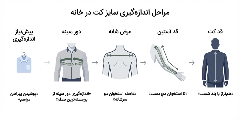 چگونه سایز کت را بفهمیم؟ مراحل دقیق اندازهگیری سایز کت در خانه