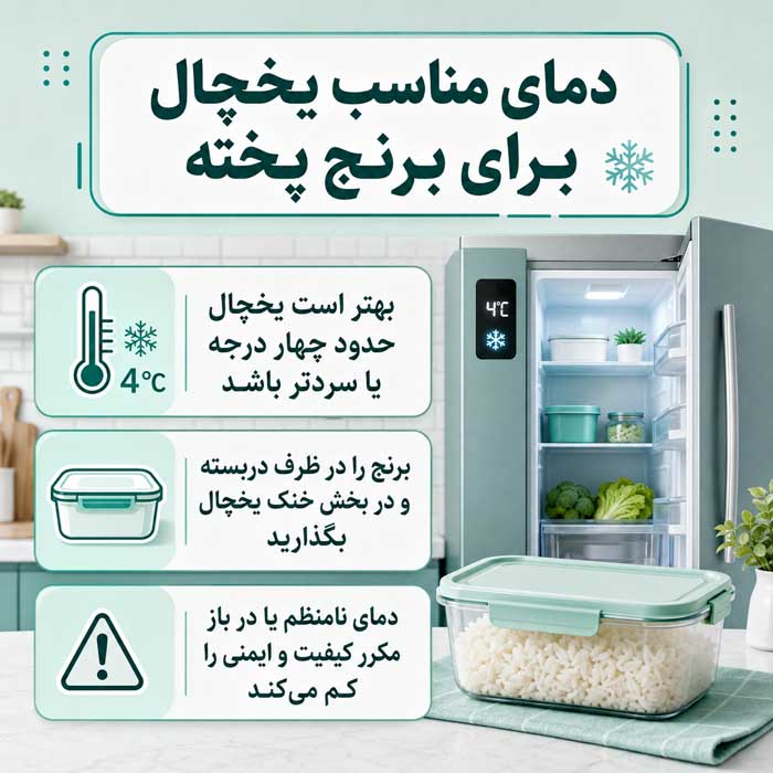 دمای مناسب یخچال برای برنج پخته
