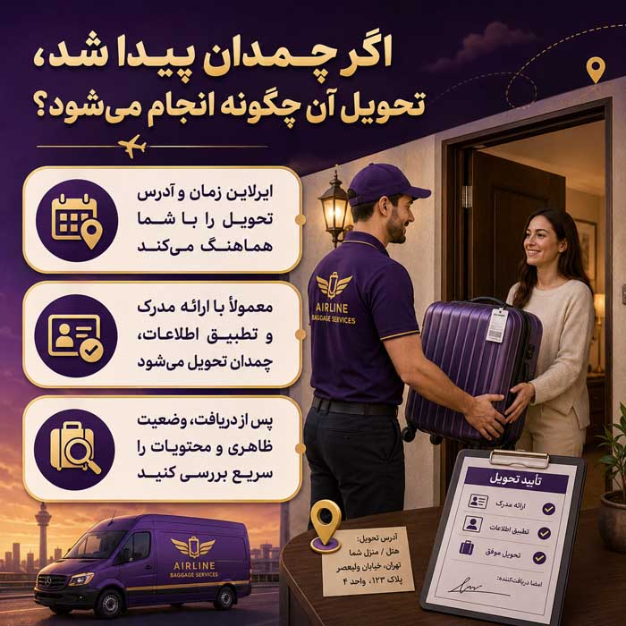 چمدان در فرودگاه گم شد چه کنیم؟؛ ثبت گزارش بار گمشده؛ مراحل پیگیری و درخواست خسارت اگر چمدان پیدا شد، تحویل آن چگونه انجام میشود؟