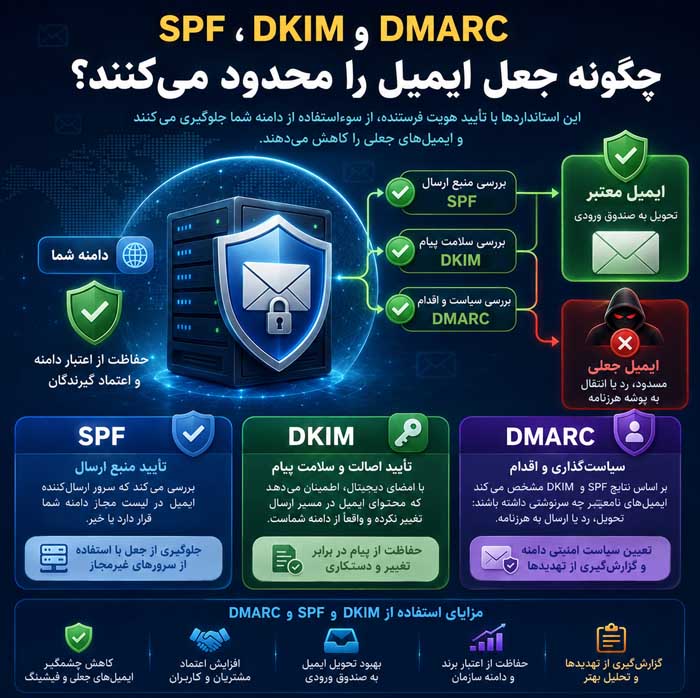 SPF، DKIM و DMARC چگونه جعل ایمیل را محدود می‌کنند؟