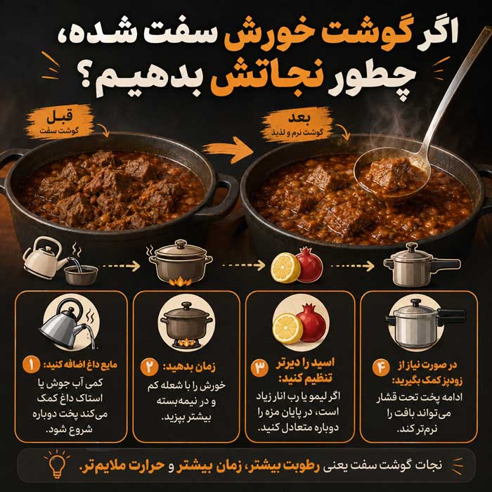 اگر گوشت خورش سفت شده، چطور نجاتش بدهیم؟