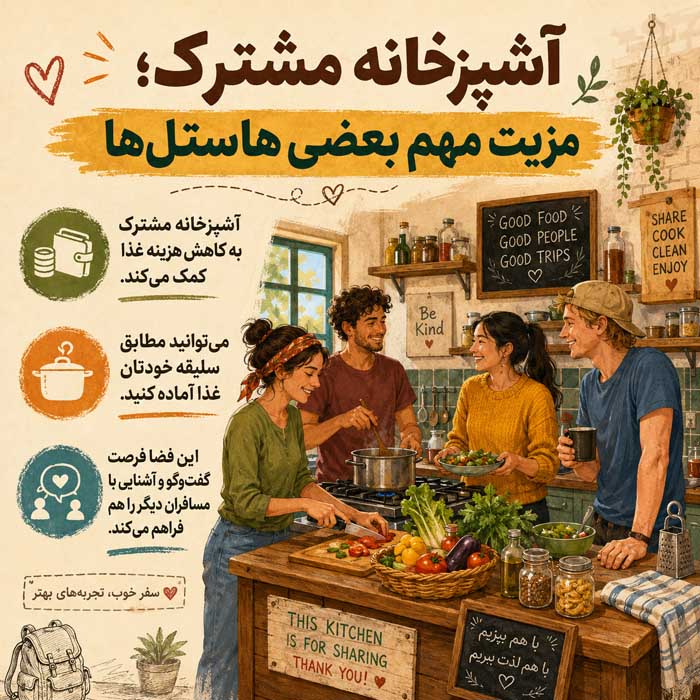 هتل بهتر است یا هاستل؟ مقایسه قیمت، امنیت، امکانات و حریم خصوصی آشپزخانه مشترک؛ مزیت مهم بعضی هاستلها