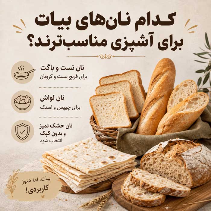 با نان بیات چه غذایی درست کنیم؟؛ ایدههای شیرین و شور؛ استفاده از نان اضافه بدون دورریز کدام نانهای بیات برای آشپزی مناسبترند؟