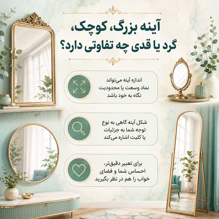 آینه بزرگ، کوچک، گرد یا قدی چه تفاوتی دارد؟